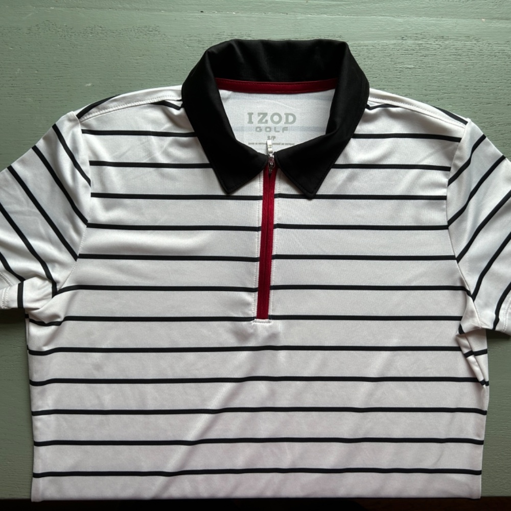 Golf Polo Women Short Sleeve Polo White / Black Stripe Size S/P IZOD
